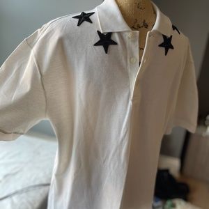 Givenchy Men's White Star Embroidered Polo Shirt